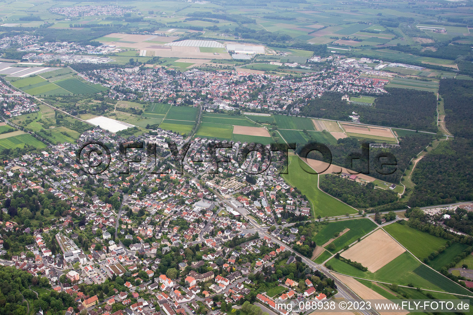 Seeheim-Jugenheim im Bundesland Hessen, Deutschland vom Flugzeug aus