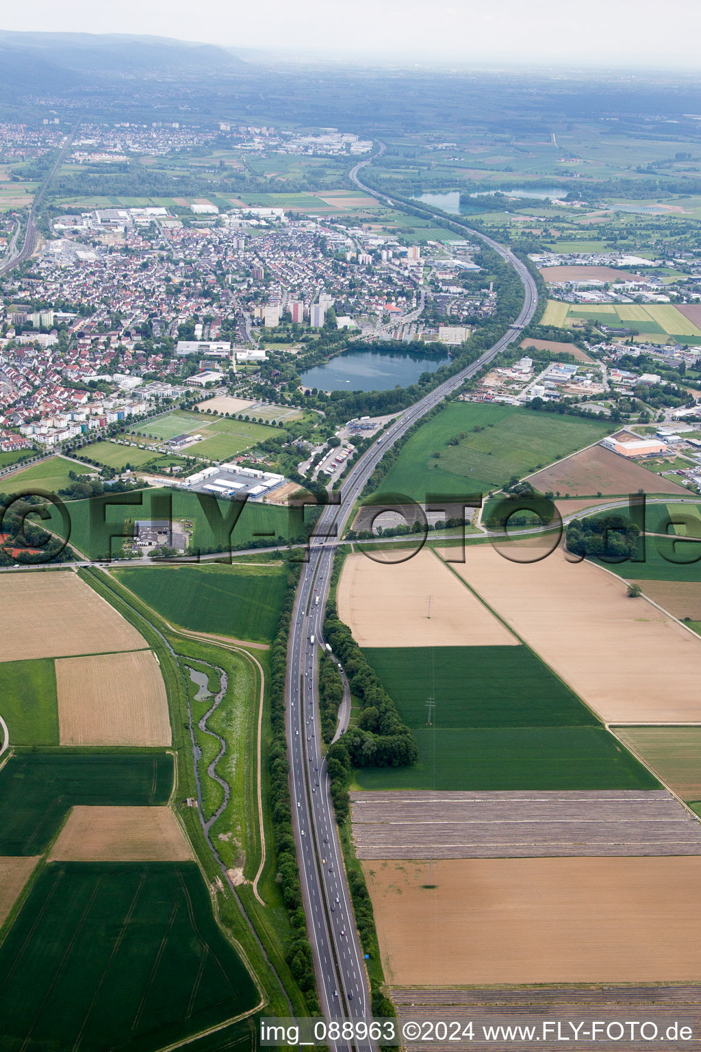 Bensheim im Bundesland Hessen, Deutschland von oben