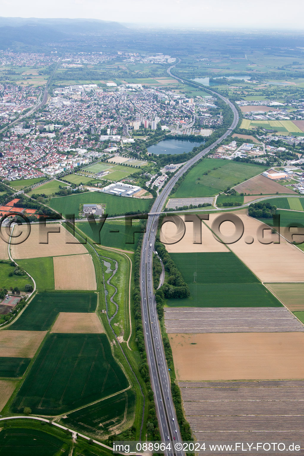 Streckenverlauf A5 im Ortsteil Auerbach in Bensheim im Bundesland Hessen, Deutschland
