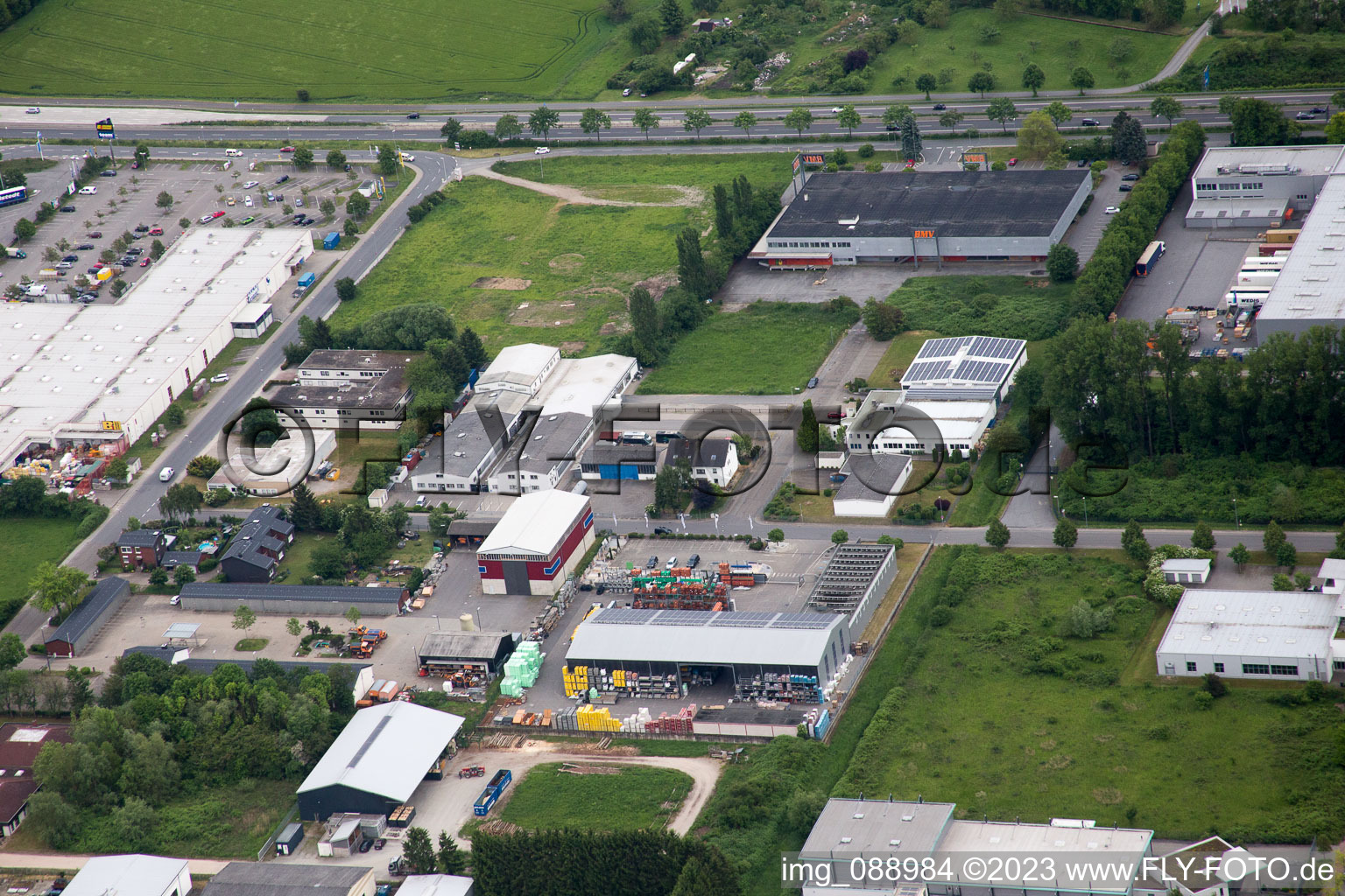 Bensheim, Industriegebiet W im Bundesland Hessen, Deutschland aus der Drohnenperspektive