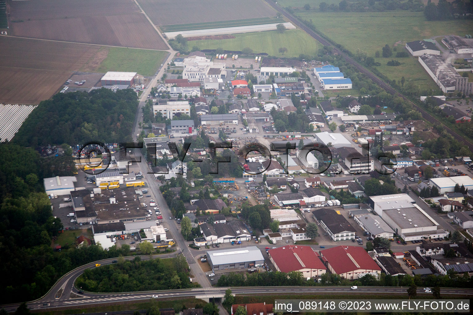 Luftbild von Alsbach-Hähnlein, Industriegebiet Sandwiese im Bundesland Hessen, Deutschland