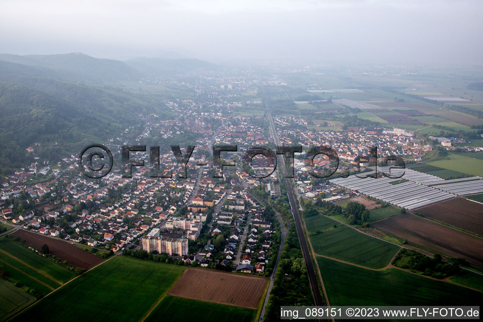 Luftbild von Zwingenberg im Bundesland Hessen, Deutschland