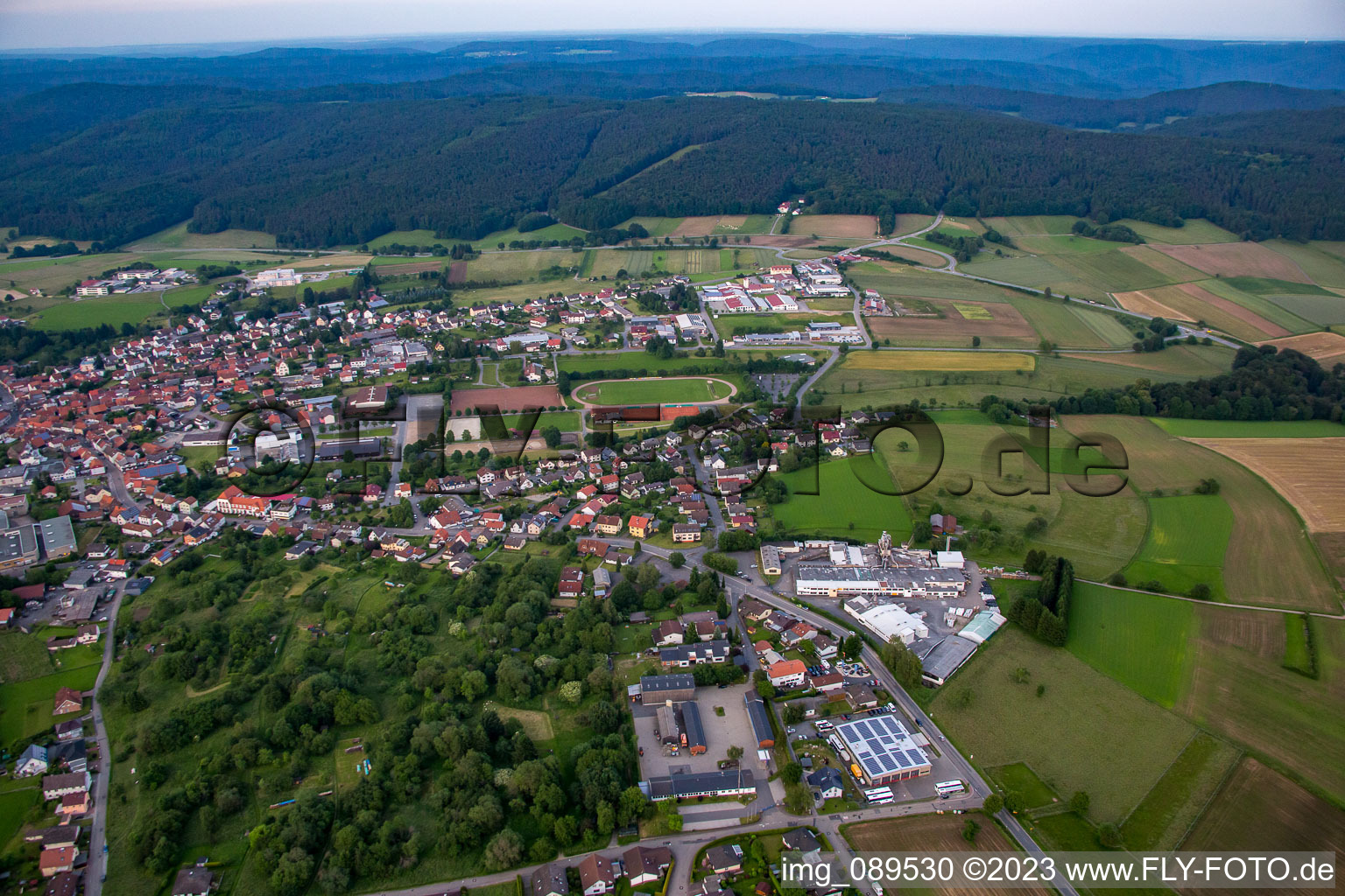 Ortsteil Beerfelden in Oberzent im Bundesland Hessen, Deutschland aus der Luft