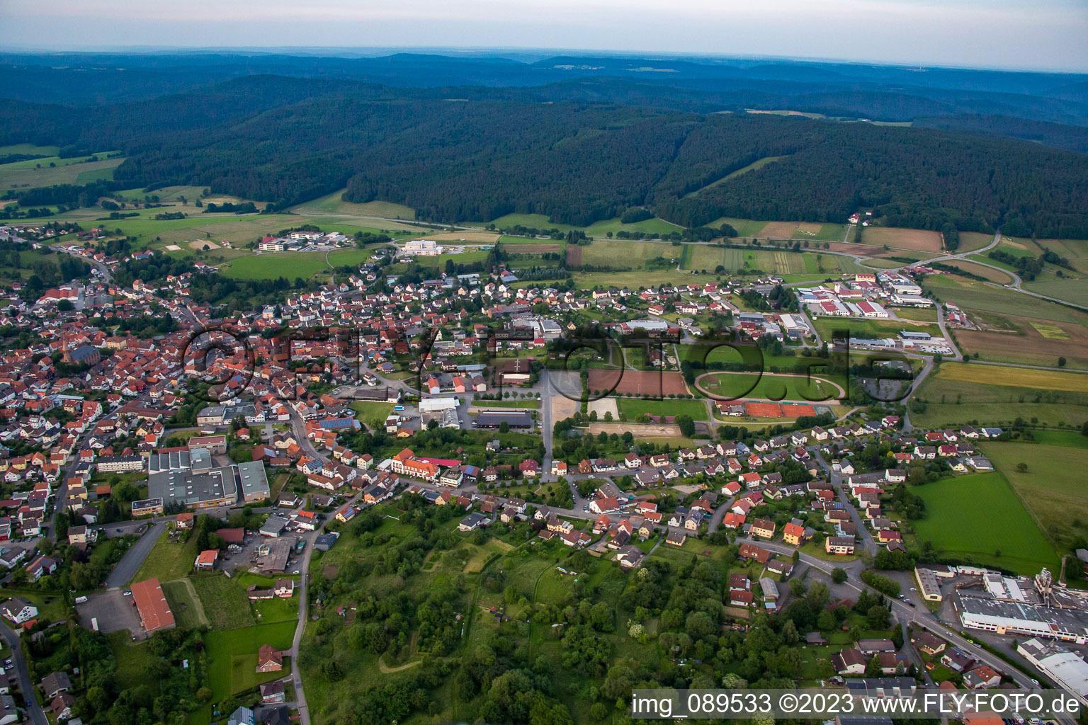 Ortsteil Beerfelden in Oberzent im Bundesland Hessen, Deutschland aus der Vogelperspektive