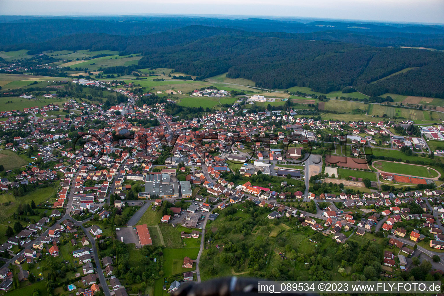 Ortsteil Beerfelden in Oberzent im Bundesland Hessen, Deutschland aus der Luft betrachtet