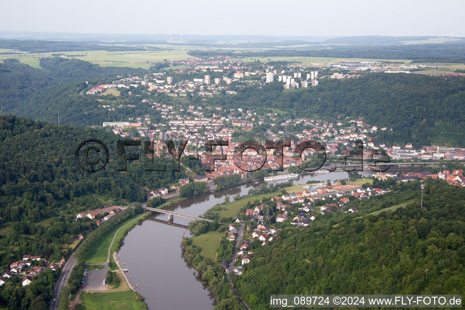 Wertheim im Bundesland Baden-Württemberg, Deutschland von oben gesehen