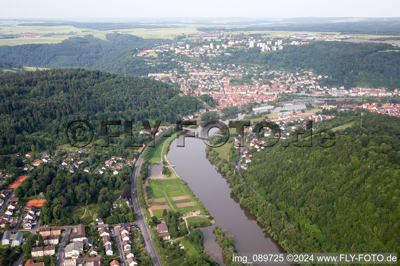 Wertheim im Bundesland Baden-Württemberg, Deutschland vom Flugzeug aus