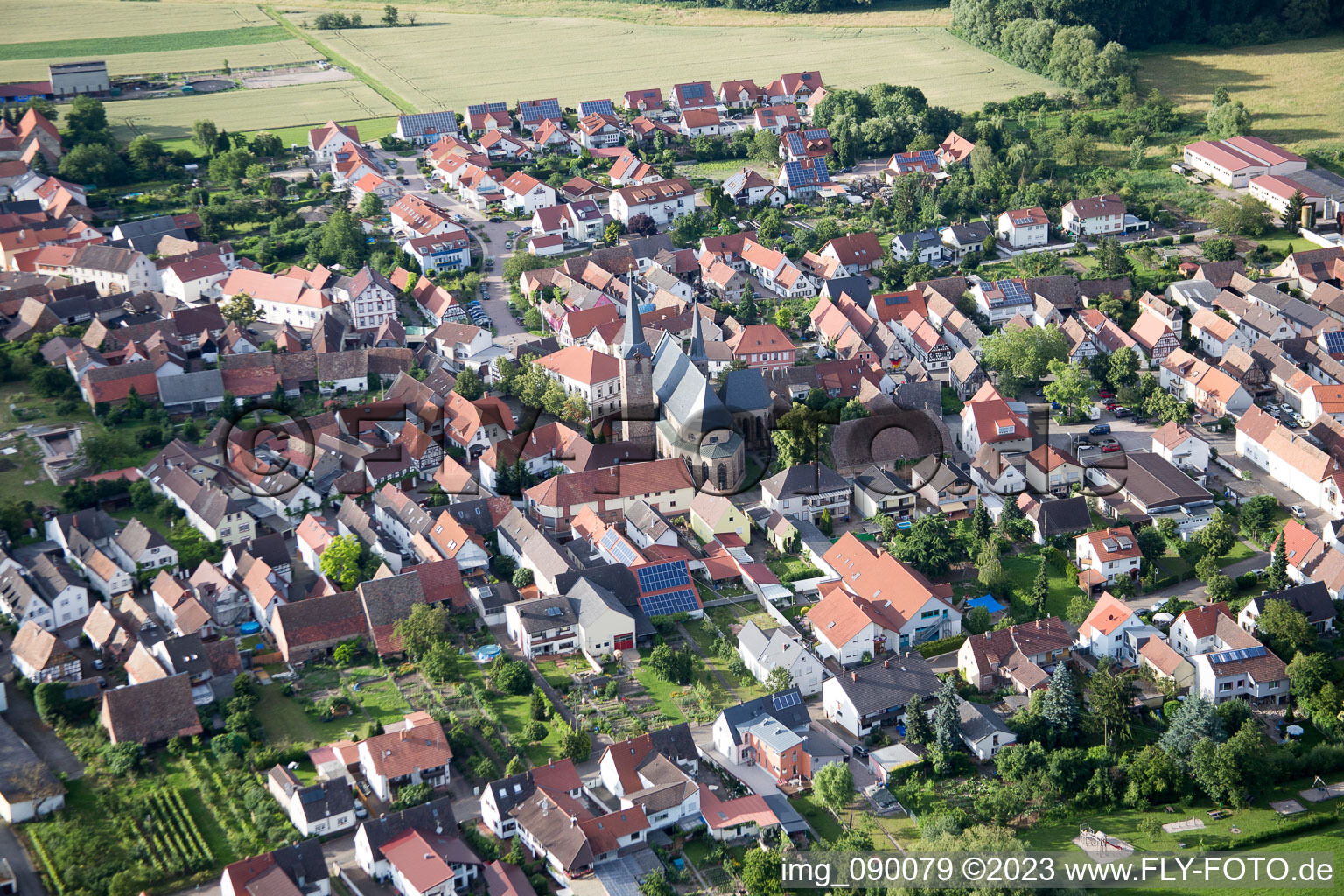 Schrägluftbild von Geinsheim im Bundesland Rheinland-Pfalz, Deutschland