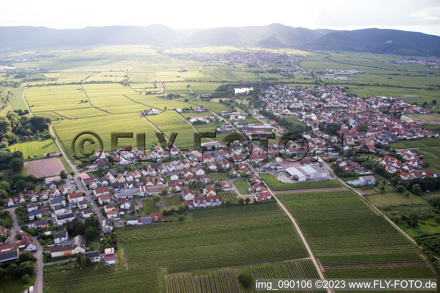 Kirrweiler im Bundesland Rheinland-Pfalz, Deutschland von einer Drohne aus