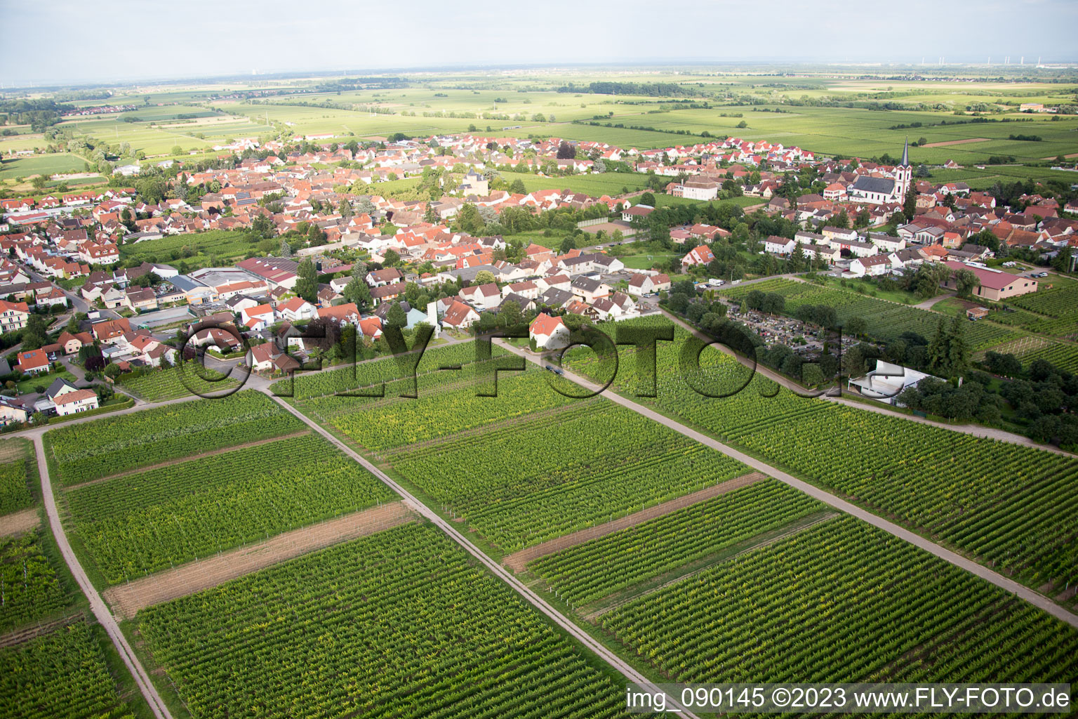 Drohnenbild von Edesheim im Bundesland Rheinland-Pfalz, Deutschland