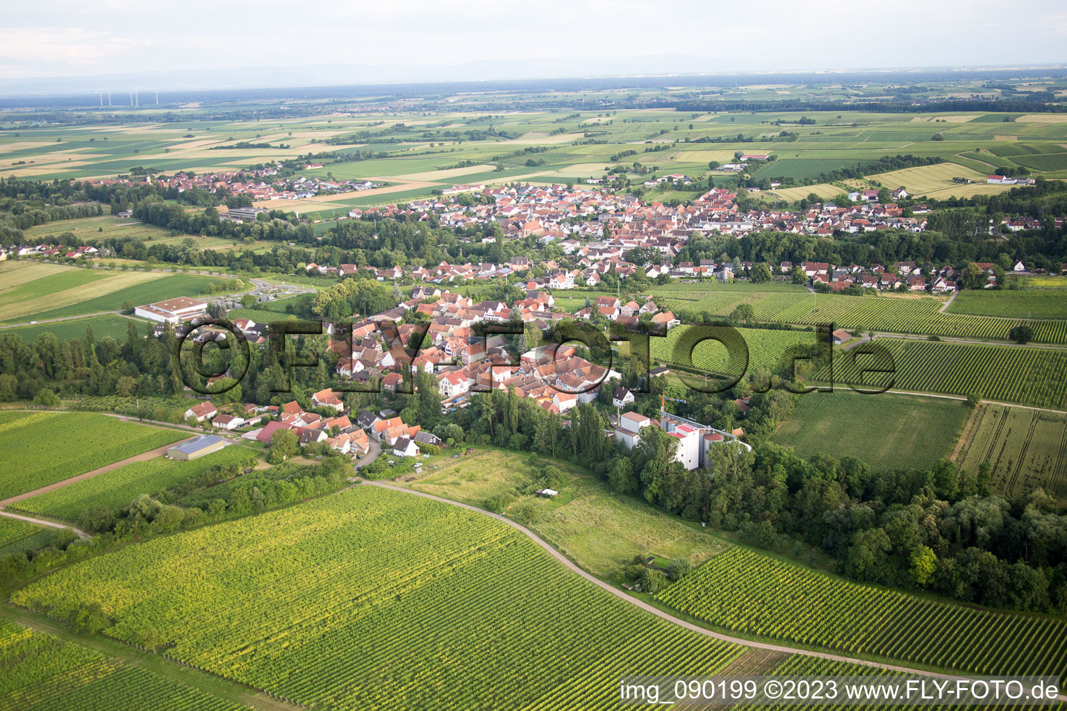 Drohnenbild von Ortsteil Appenhofen in Billigheim-Ingenheim im Bundesland Rheinland-Pfalz, Deutschland