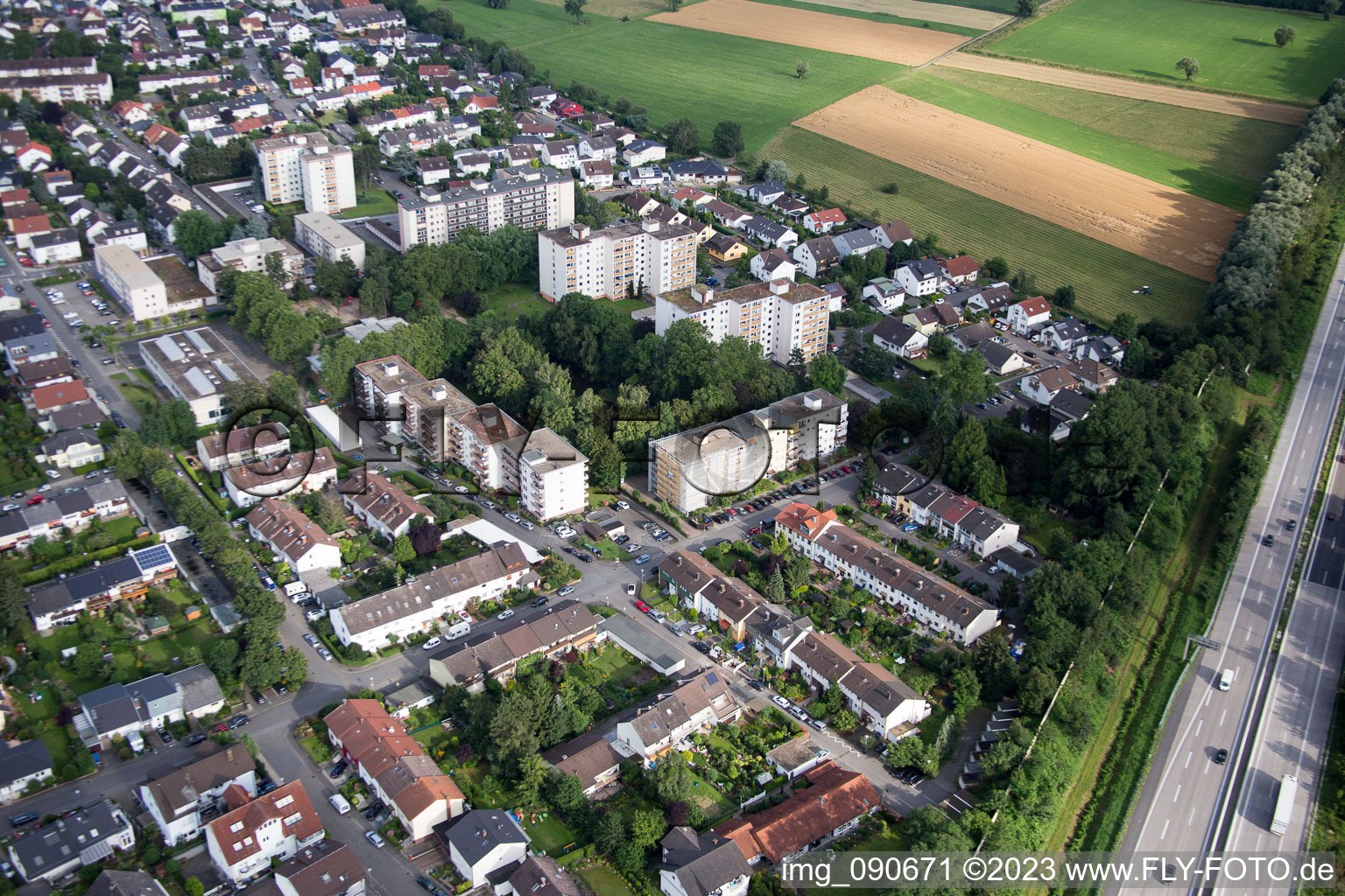 Drohnenaufname von Hemsbach im Bundesland Baden-Württemberg, Deutschland