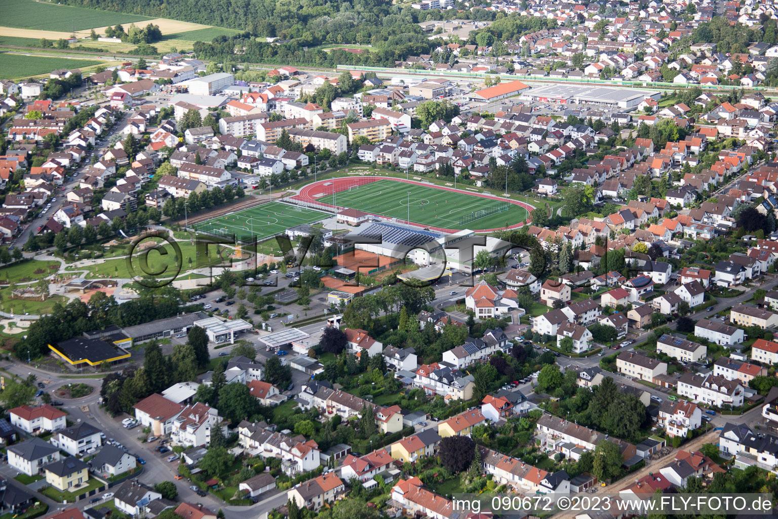 Drohnenbild von Hemsbach im Bundesland Baden-Württemberg, Deutschland