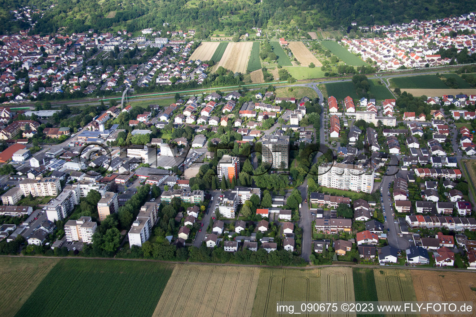 Hemsbach im Bundesland Baden-Württemberg, Deutschland von einer Drohne aus