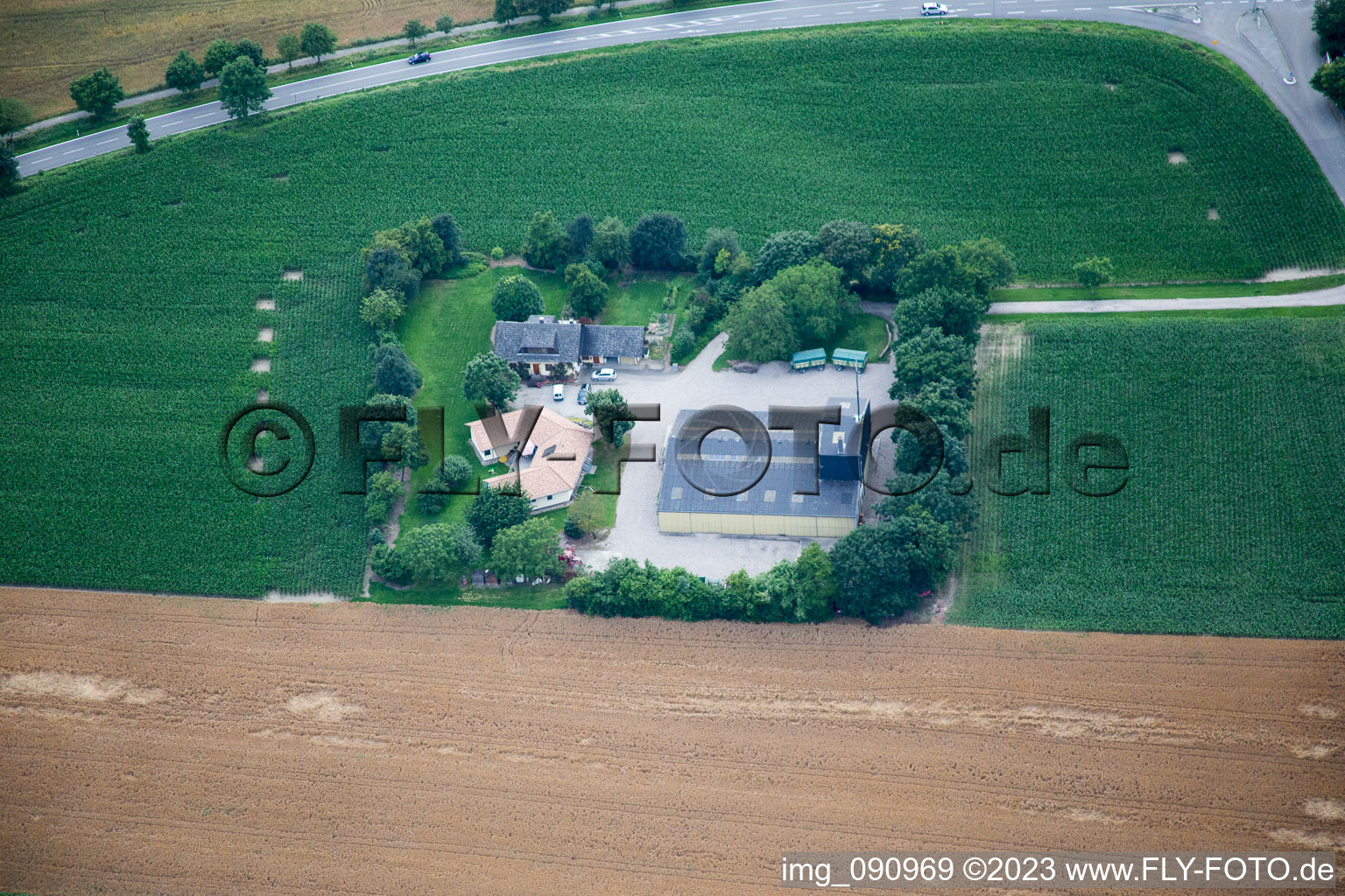 Luftaufnahme von Altrip, Rexhof im Bundesland Rheinland-Pfalz, Deutschland