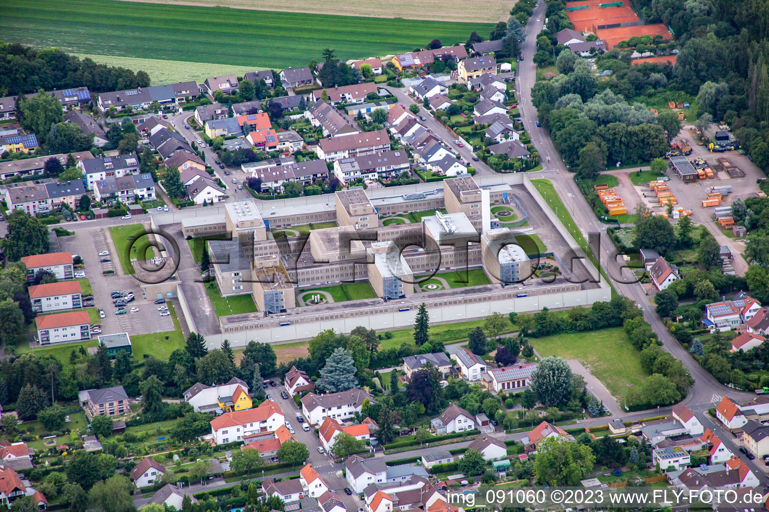 Luftbild von Justizvollzugsanstalt in Frankenthal im Bundesland Rheinland-Pfalz, Deutschland