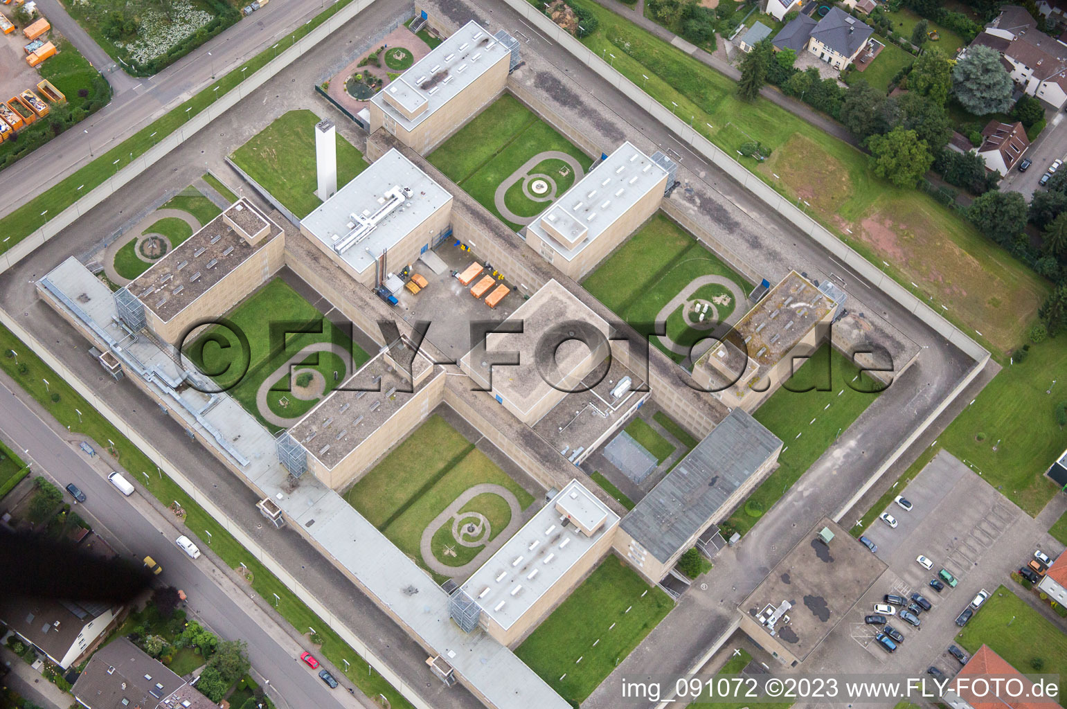Luftaufnahme von Justizvollzugsanstalt in Frankenthal im Bundesland Rheinland-Pfalz, Deutschland