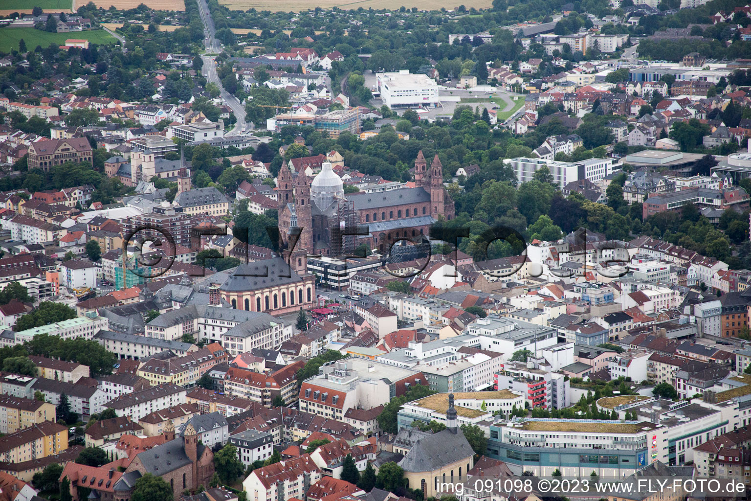 Luftbild von Worms im Bundesland Rheinland-Pfalz, Deutschland