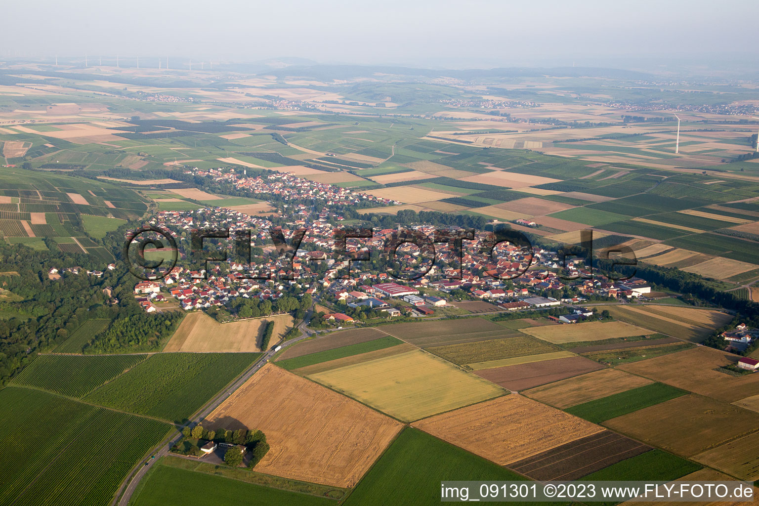 Luftbild von Flonheim im Bundesland Rheinland-Pfalz, Deutschland