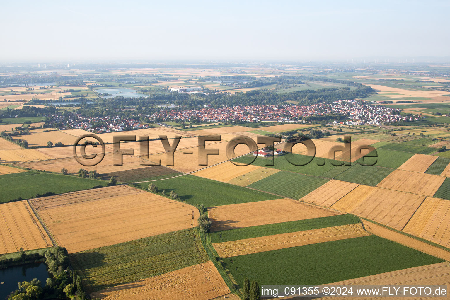 Gimbsheim im Bundesland Rheinland-Pfalz, Deutschland von oben gesehen