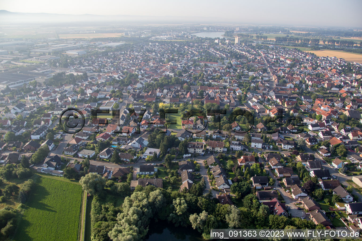 Biebesheim im Bundesland Hessen, Deutschland vom Flugzeug aus