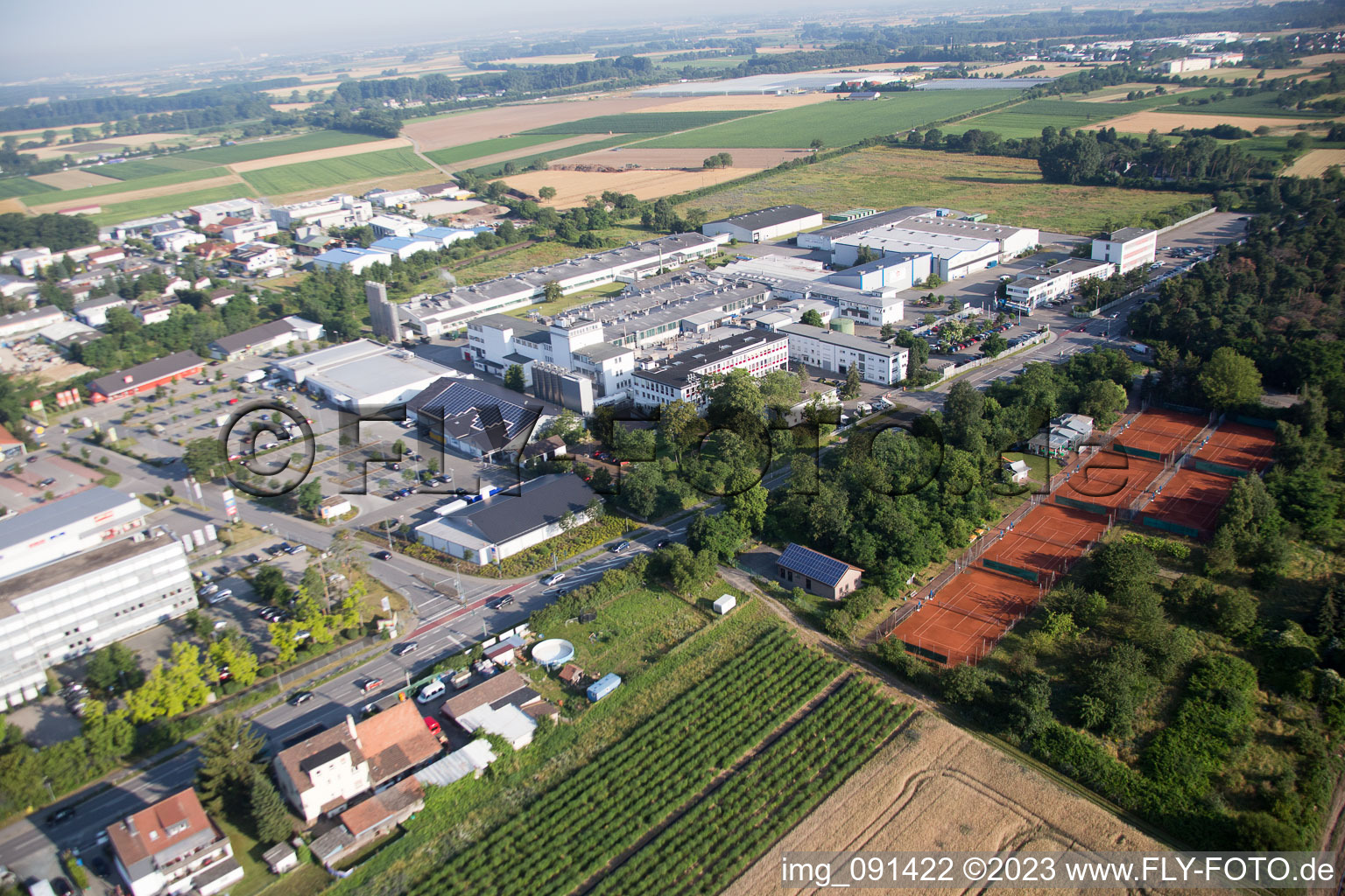 Drohnenaufname von Alsbach-Hähnlein, Industriegebiet Sandwiese im Bundesland Hessen, Deutschland