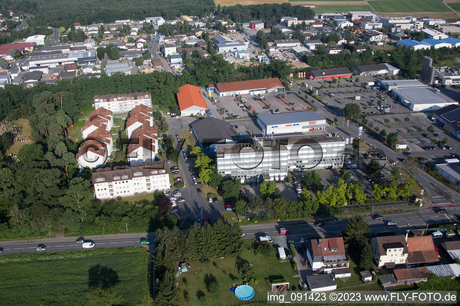 Drohnenbild von Alsbach-Hähnlein, Industriegebiet Sandwiese im Bundesland Hessen, Deutschland