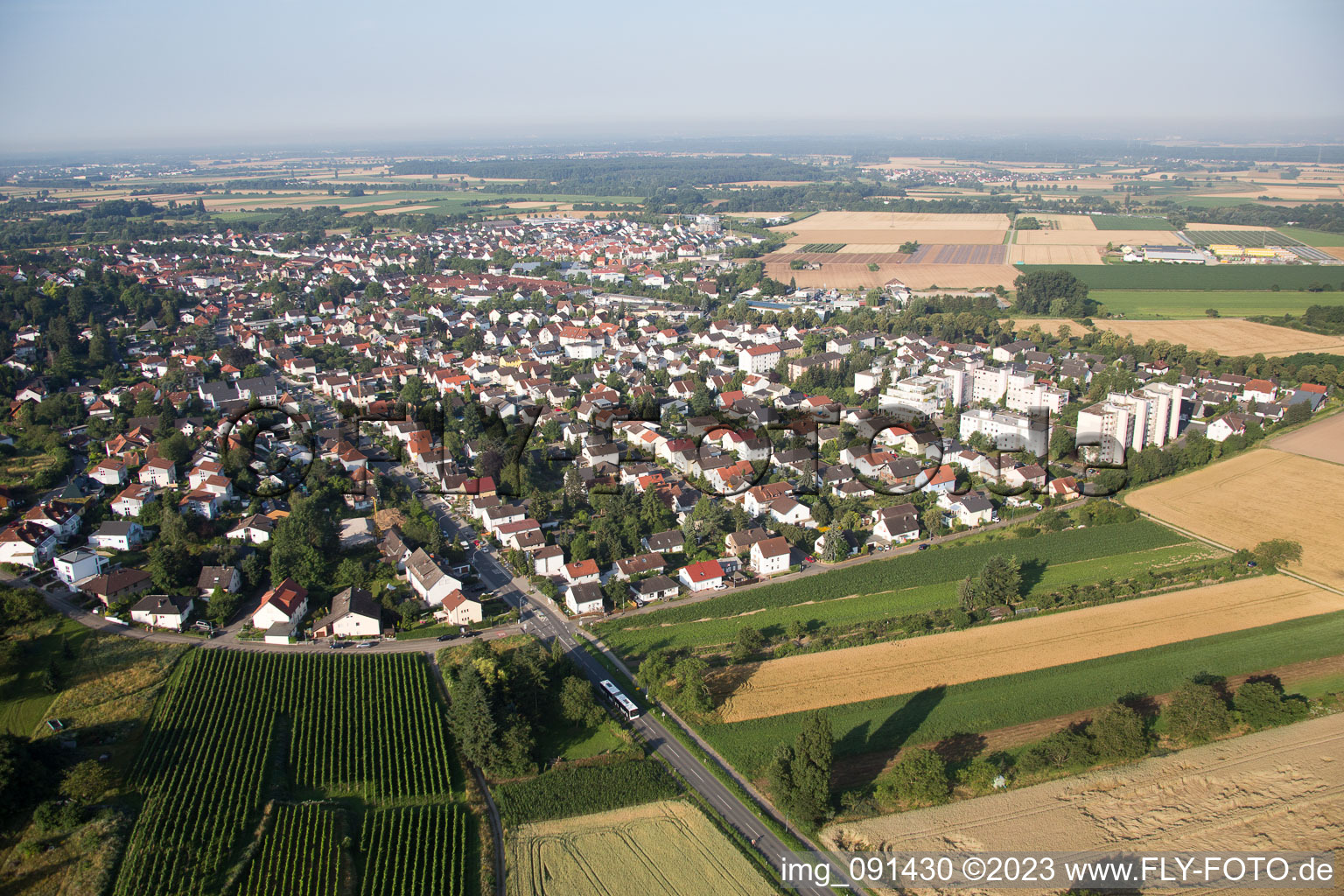 Schrägluftbild von Alsbach-Hähnlein im Bundesland Hessen, Deutschland