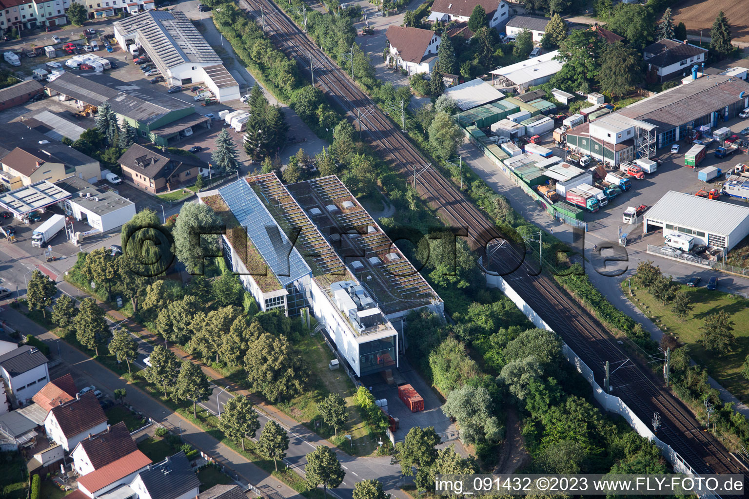 Alsbach-Hähnlein, Industriegebiet Sandwiese im Bundesland Hessen, Deutschland von der Drohne aus gesehen