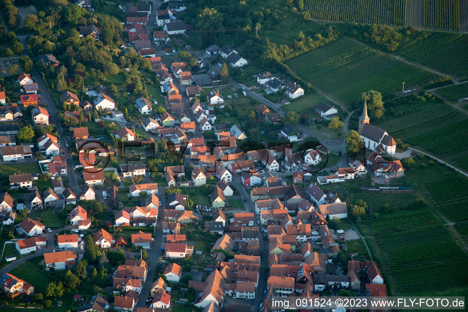 Ortsteil Rechtenbach in Schweigen-Rechtenbach im Bundesland Rheinland-Pfalz, Deutschland aus der Luft betrachtet