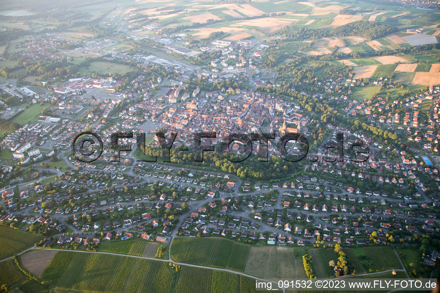 Wissembourg von Nordosten im Bundesland Bas-Rhin, Frankreich von oben