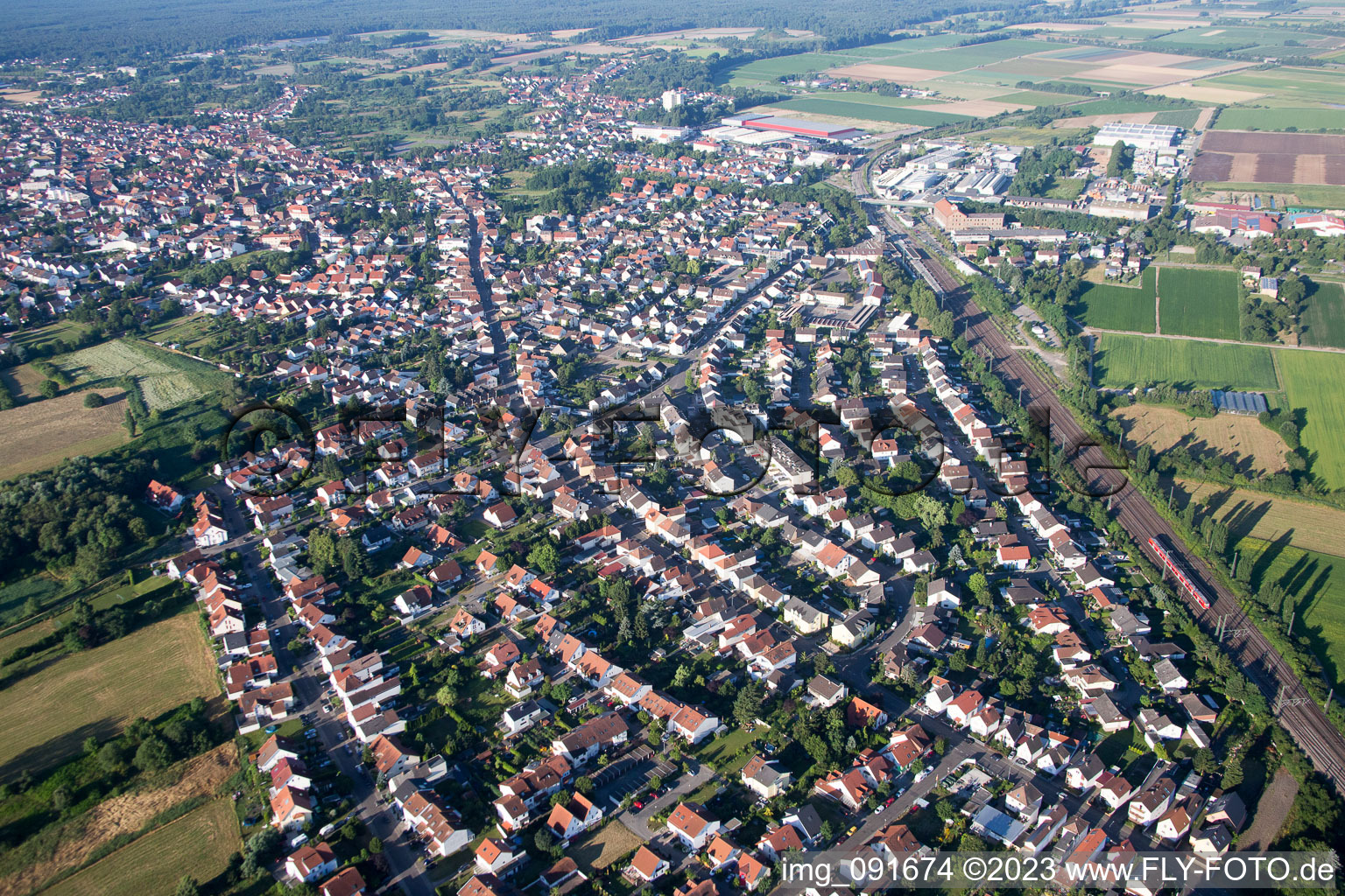 Schifferstadt im Bundesland Rheinland-Pfalz, Deutschland von oben gesehen