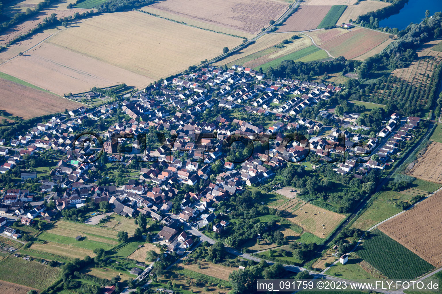 Luftbild von Staffort im Ortsteil Spöck in Stutensee im Bundesland Baden-Württemberg, Deutschland