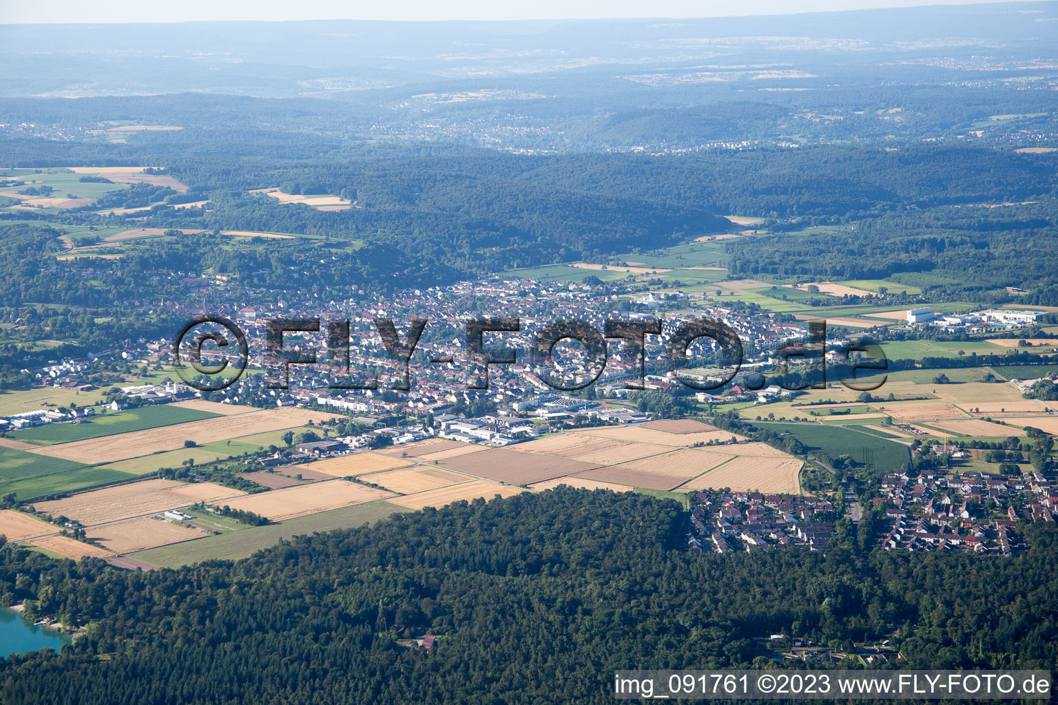 Luftaufnahme von Ortsteil Staffort in Stutensee im Bundesland Baden-Württemberg, Deutschland