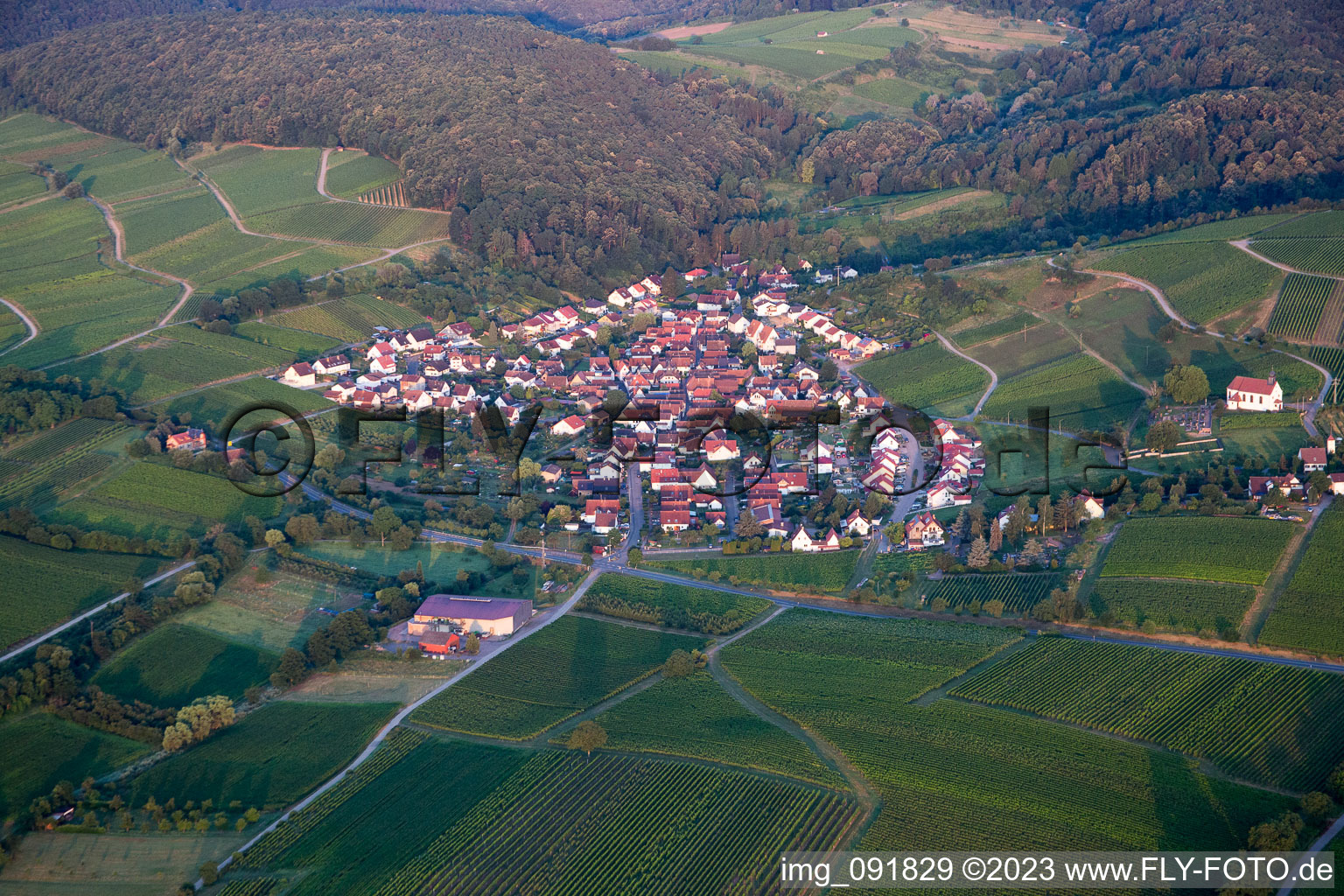 Ortsteil Gleishorbach in Gleiszellen-Gleishorbach im Bundesland Rheinland-Pfalz, Deutschland von oben gesehen