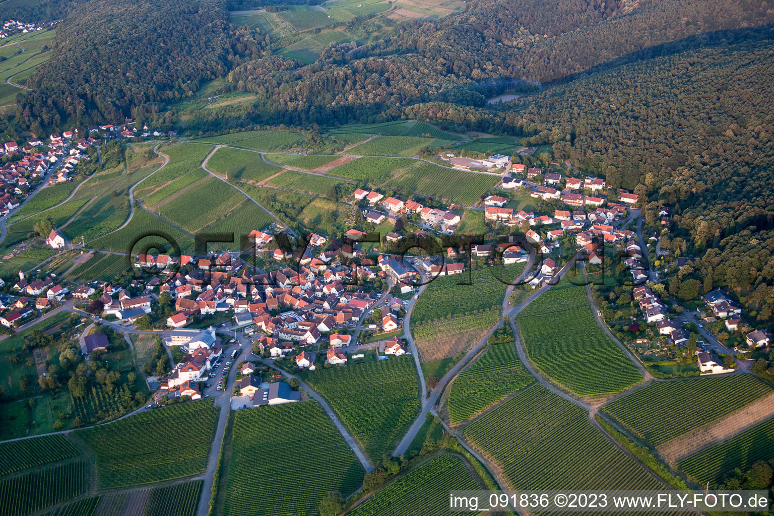 Ortsteil Gleiszellen in Gleiszellen-Gleishorbach im Bundesland Rheinland-Pfalz, Deutschland von oben gesehen