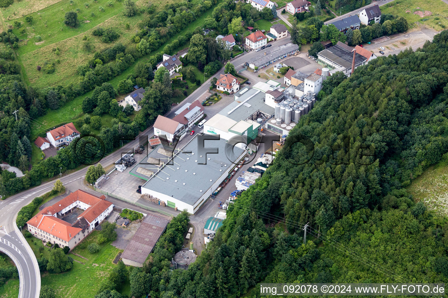 Gebäude und Produktionshallen auf dem Werksgelände der Brauerei Privatbrauerei Bischoff GmbH & Co. KG in Winnweiler im Bundesland Rheinland-Pfalz, Deutschland