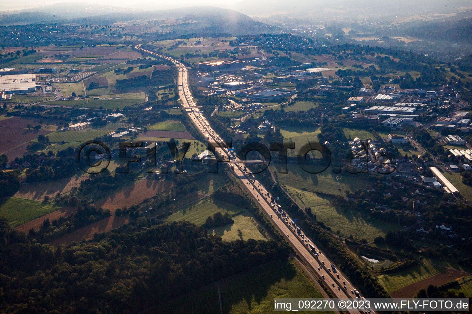 Luftbild von Pforzheim, Autobahn A8 im Bundesland Baden-Württemberg, Deutschland
