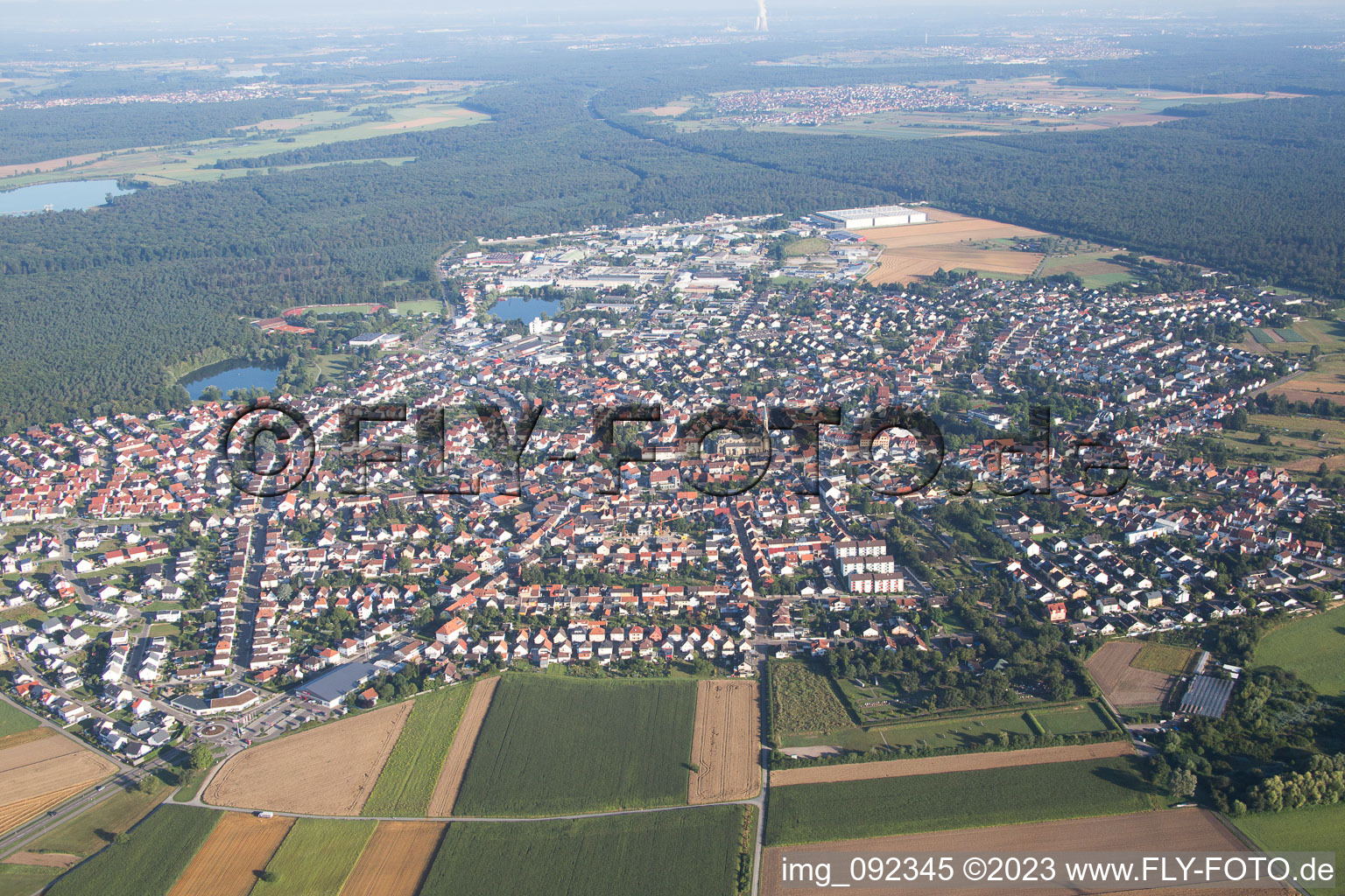 Forst im Bundesland Baden-Württemberg, Deutschland von der Drohne aus gesehen
