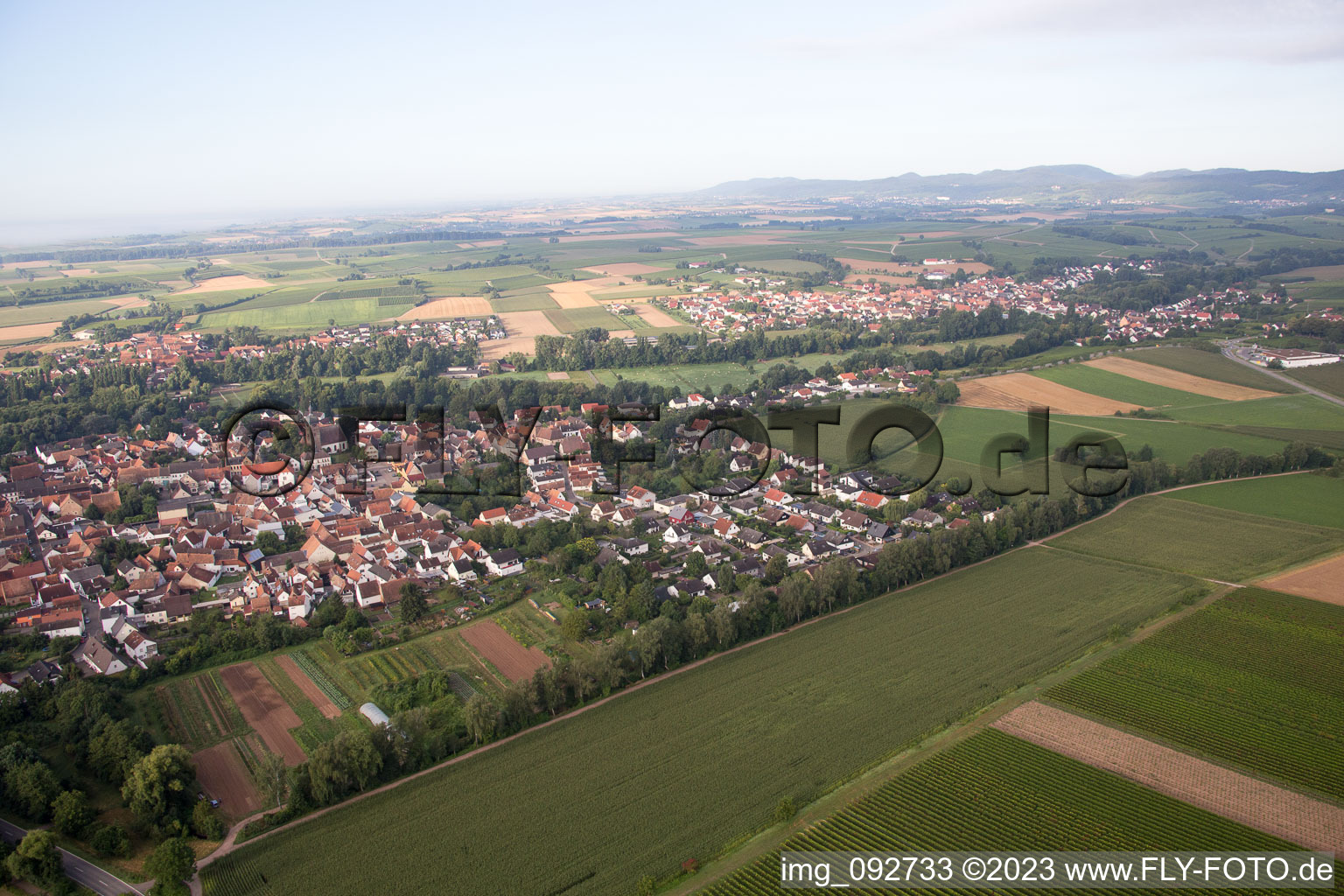 Schrägluftbild von Billigheim-Ingenheim, Maxburgstr im Bundesland Rheinland-Pfalz, Deutschland