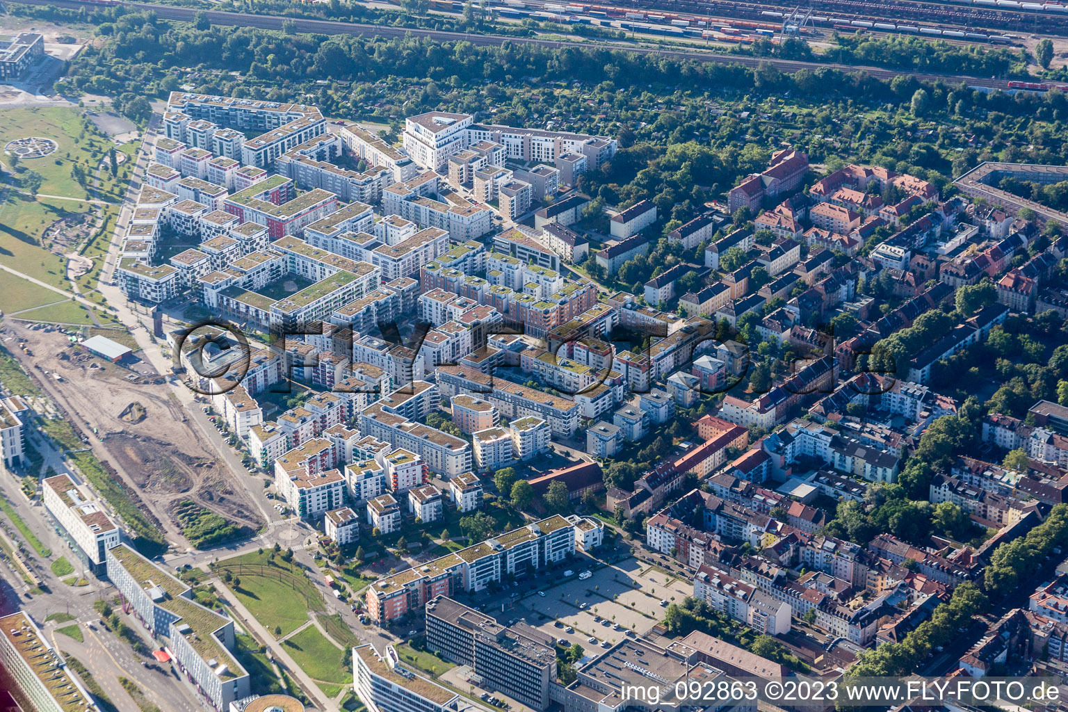 Luftbild von Citypark im Ortsteil Südstadt in Karlsruhe im Bundesland Baden-Württemberg, Deutschland