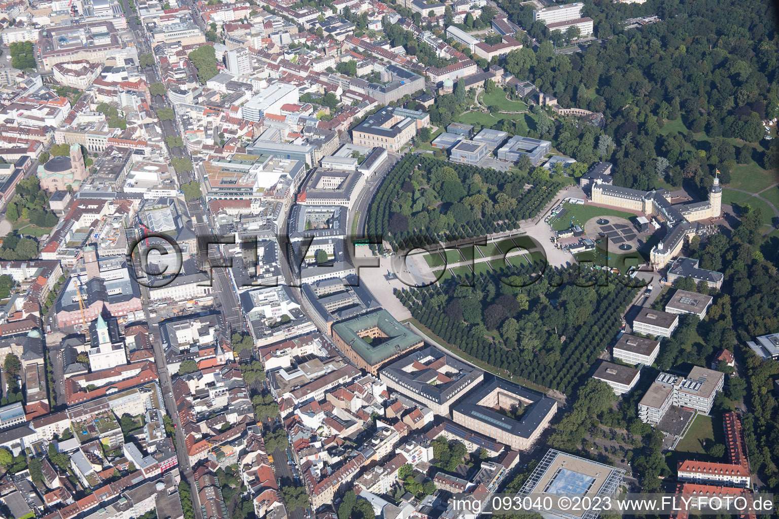 Luftbild von Karlsruhe, Zirkel im Ortsteil Innenstadt-West im Bundesland Baden-Württemberg, Deutschland