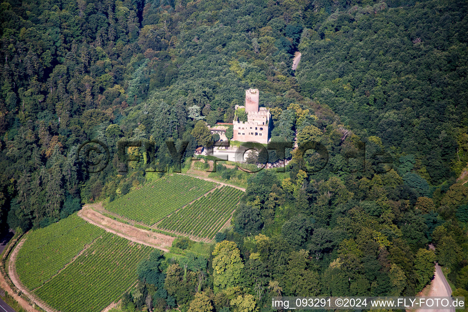 Luftbild von Burganlage des Schloß Château de Kintzheim in Kintzheim in Grand Est im Bundesland Bas-Rhin, Frankreich