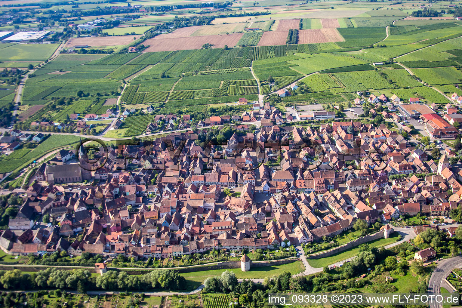 Luftbild von Bergheim im Bundesland Haut-Rhin, Frankreich