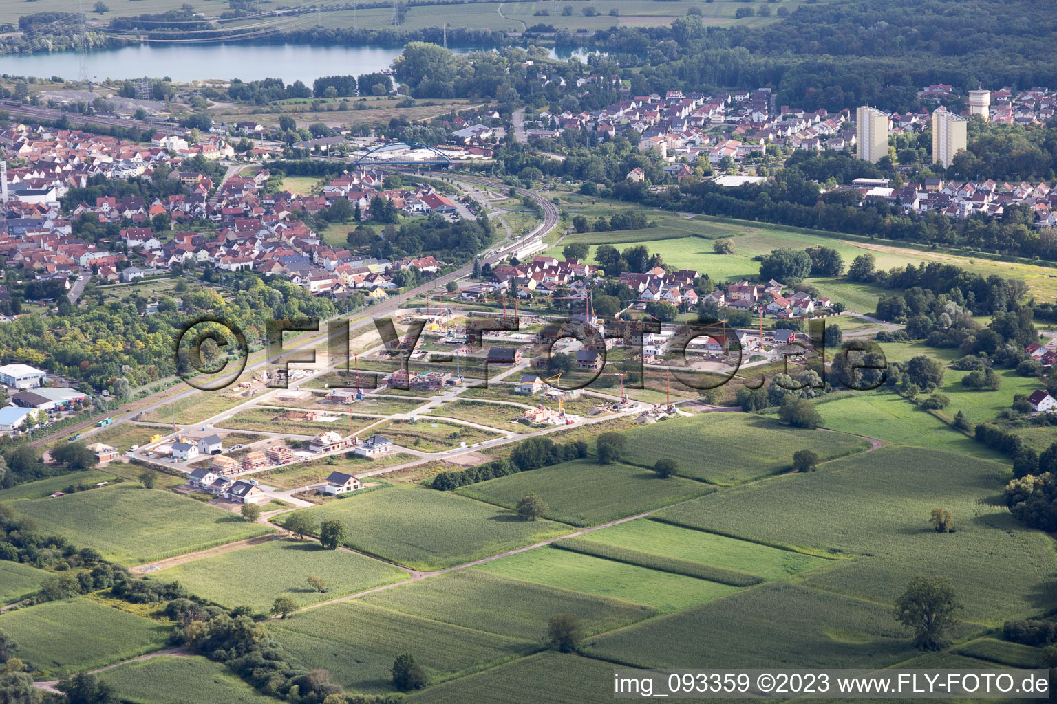 Luftbild von Wörth am Rhein, Neubaugebiet im Bundesland Rheinland-Pfalz, Deutschland