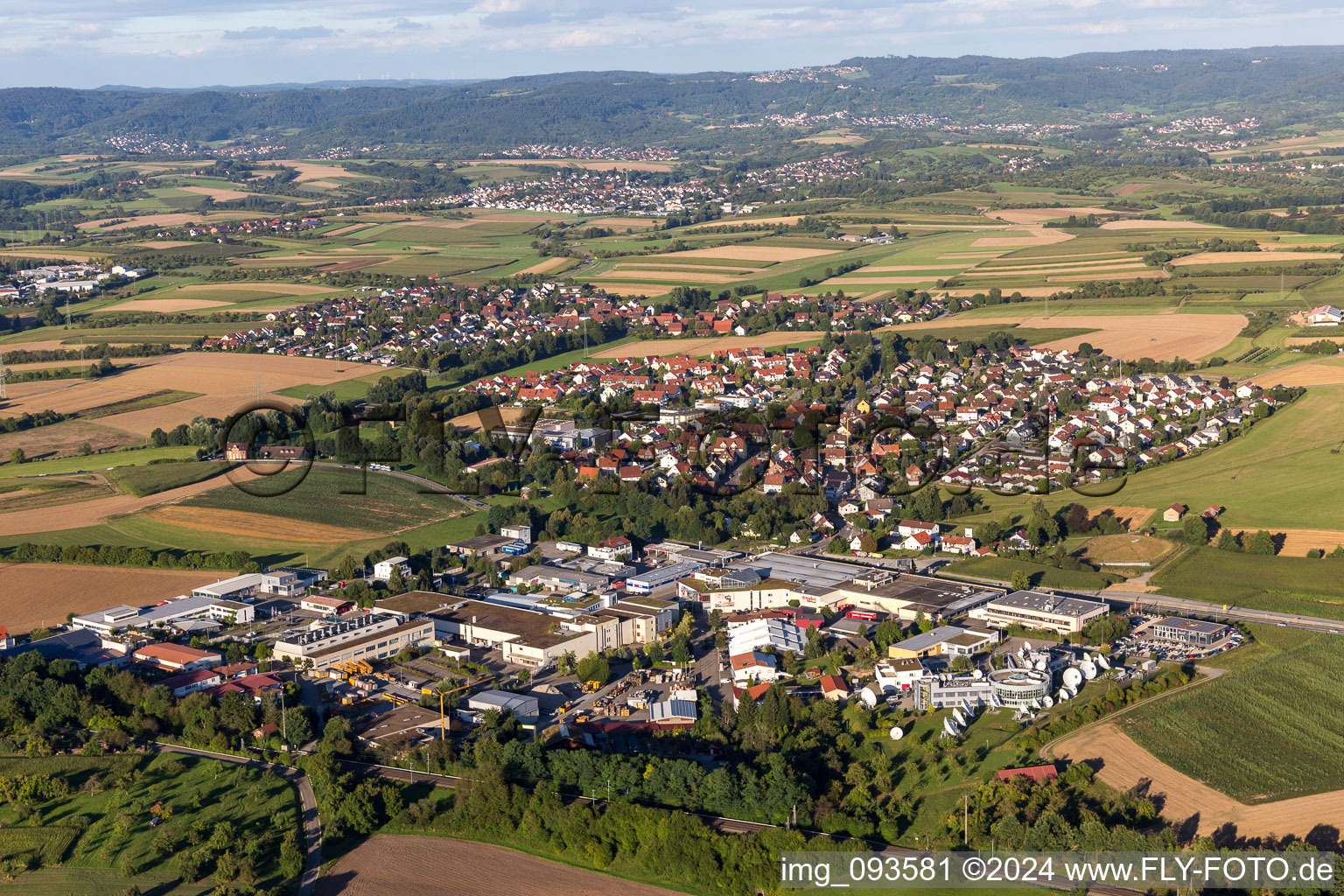 Dorfansicht im Ortsteil Waldrems in Backnang im Bundesland Baden-Württemberg, Deutschland