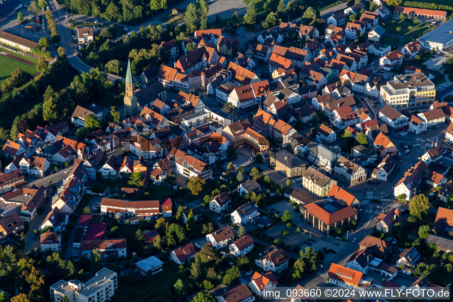 Luftbild von Ortsansicht der Straßen und Häuser der Wohngebiete in Gaildorf im Bundesland Baden-Württemberg, Deutschland