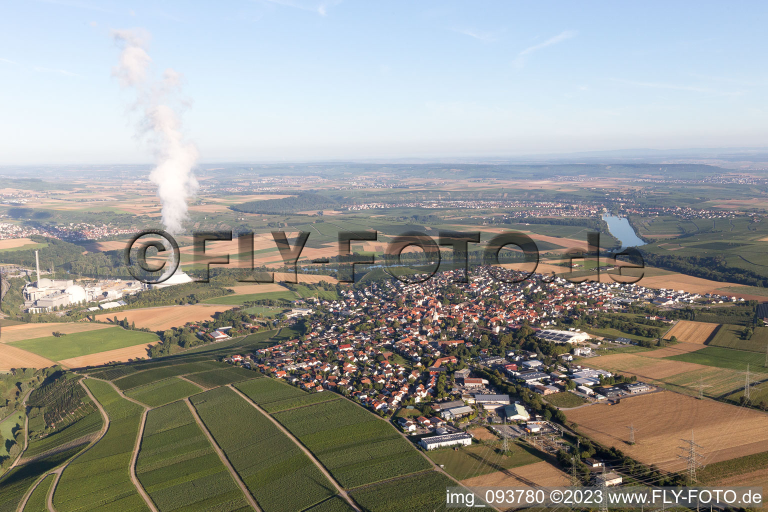 Luftbild von Neckarwestheim, AKW im Bundesland Baden-Württemberg, Deutschland