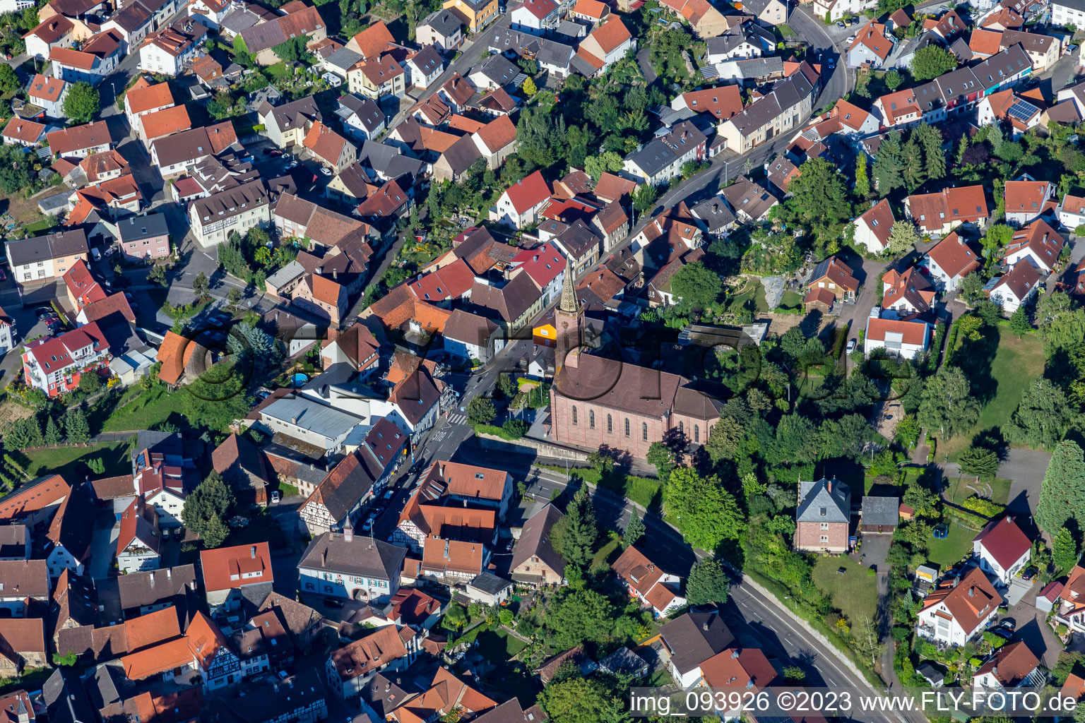 Ortsteil Obergrombach in Bruchsal im Bundesland Baden-Württemberg, Deutschland aus der Luft