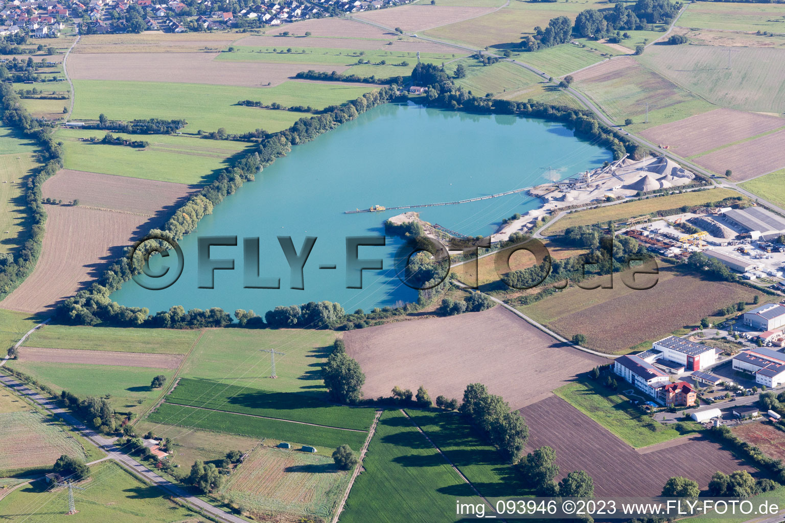 Ortsteil Staffort in Stutensee im Bundesland Baden-Württemberg, Deutschland vom Flugzeug aus